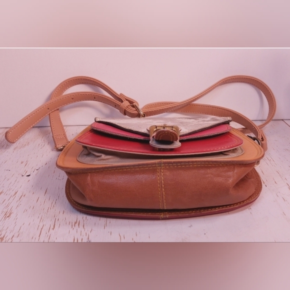 Animal Print Crossbody Saddle Bag Recycled Leather Multicolor Cowgirl Western - Picture 6 of 9